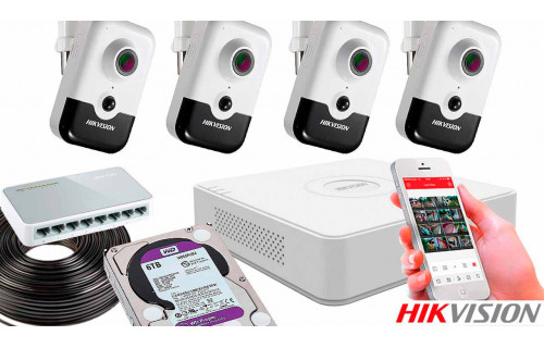 Комплект видеонаблюдения на 4 камеры для помещения со звуком 2mp IP